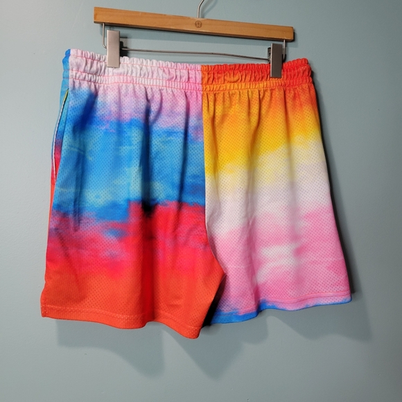 Ryoko Rain Rainbow LGBT Gay Pride Mesh Tie Dye Basketball Athletic Shorts XXL - Picture 2 of 3